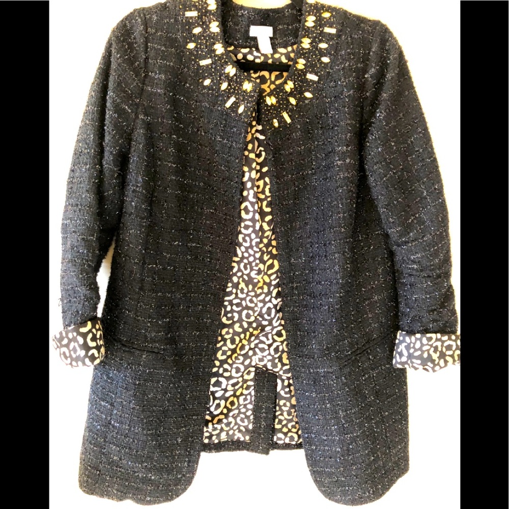 Tweed jacket with embellishments